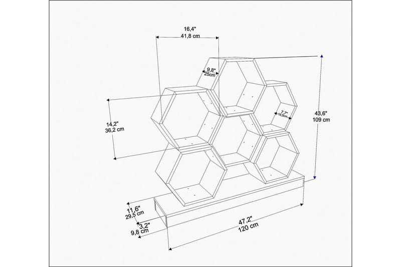 Desgrar Bokhylle 120x109 cm - Hvit - Oppbevaring - Hyller - Bokhylle