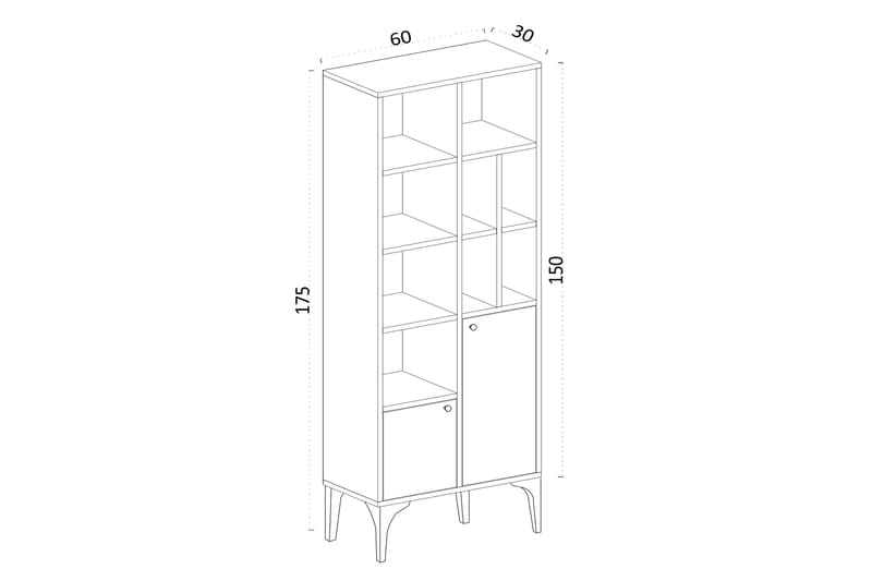 Desgrar Bokhylle 60x175 cm - Hvit - Oppbevaring - Hyller - Bokhylle