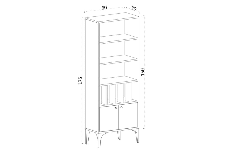 Desgrar Bokhylle 60x175 cm - Hvit - Oppbevaring - Hyller - Bokhylle