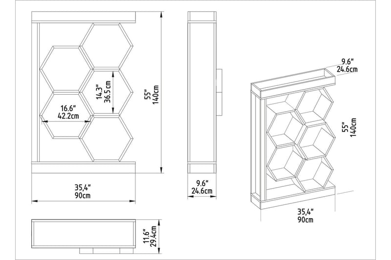 Desgrar Bokhylle 90x140 cm - Hvit - Oppbevaring - Hyller - Bokhylle