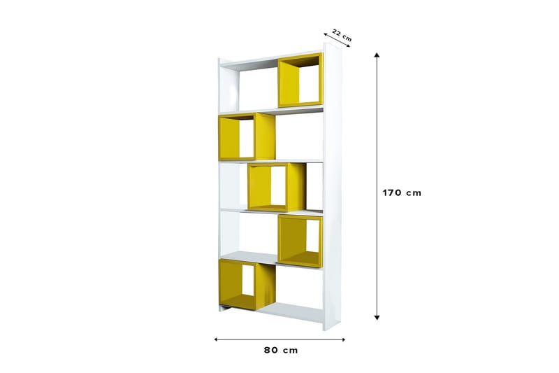 Hovdane Bokhylle 80 cm - Hvit/Gul - Oppbevaring - Hyller - Bokhylle