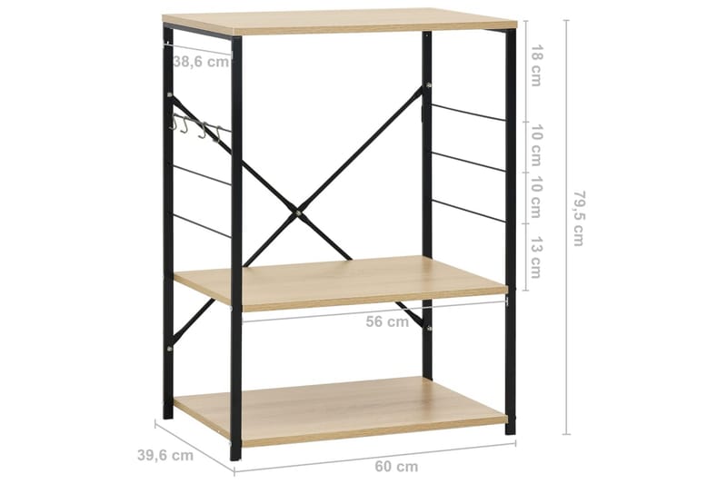 Hylle til mikrobølgeovn & eik 60x39,6x79,5 cm sponplate - Oppbevaring - Hyller - Bokhylle