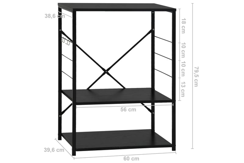 Hylle til mikrobølgeovn svart 60x39,6x79,5 cm sponplate - Oppbevaring - Hyller - Bokhylle