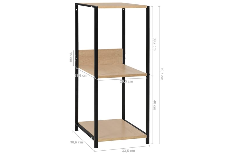 Liten rett bokhylle svart & eik 33,5x39,6x79,7 cm sponplate - Oppbevaring - Hyller - Bokhylle