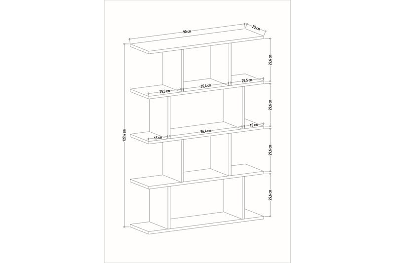 Nachusa Bokhylle 90x25 cm - Hvit/Natur - Oppbevaring - Hyller - Bokhylle