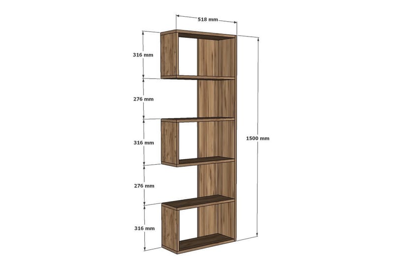 Nantwich Bokhylle 52x52 cm 5 Hyller - Natur - Oppbevaring - Hyller - Bokhylle