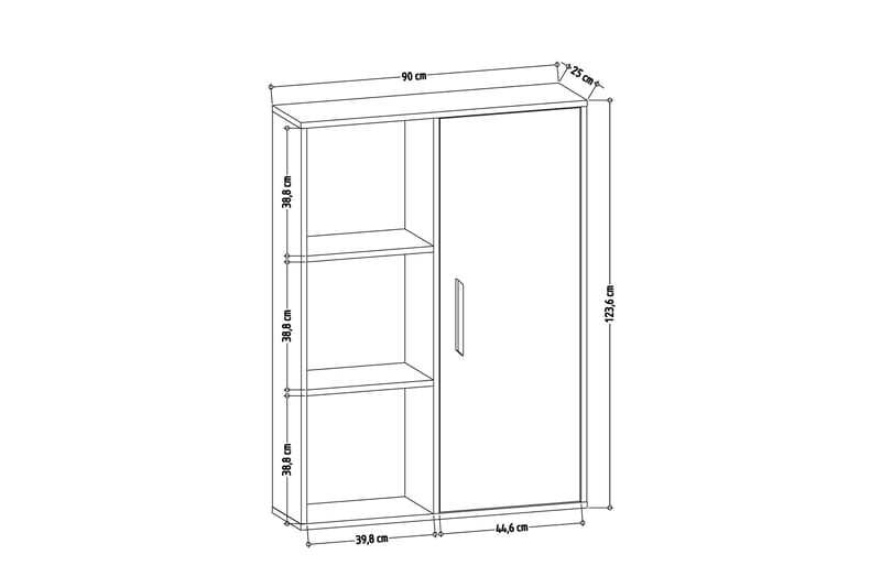 Newboro Bokhylle 90x25 cm - Hvit - Oppbevaring - Hyller - Bokhylle