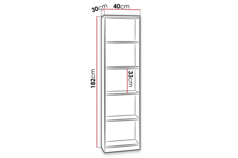 Office Hylle 40x30x182 cm - Oppbevaring - Hyller - Bokhylle