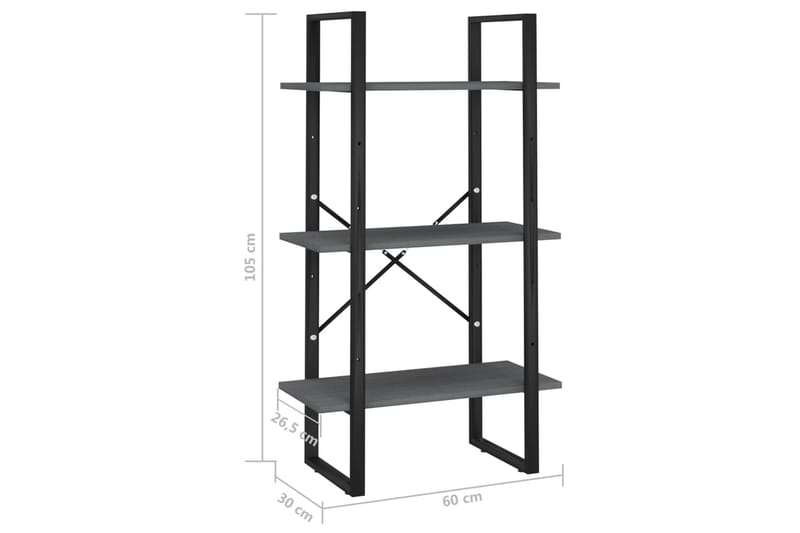 Oppbevaringshylle 60x30x105 cm heltre furu grå - Grå - Oppbevaring - Hyller - Bokhylle