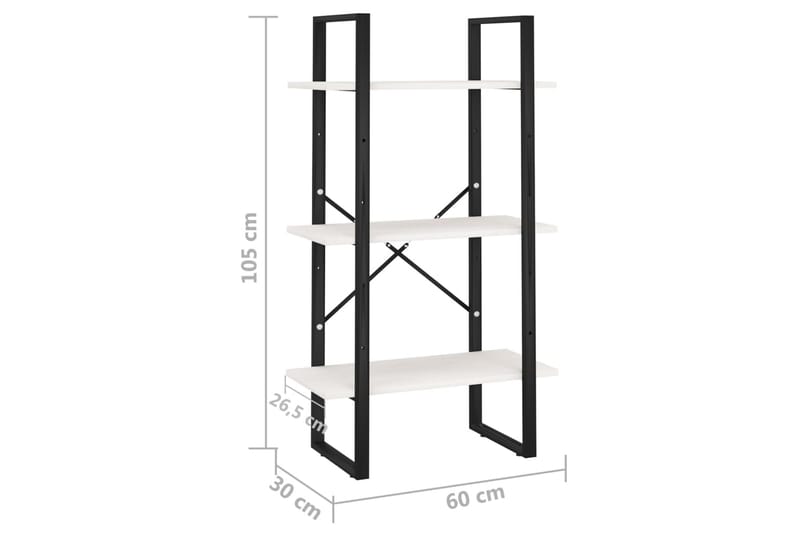 Oppbevaringshylle 60x30x105 cm heltre furu hvit - Hvit - Oppbevaring - Hyller - Bokhylle