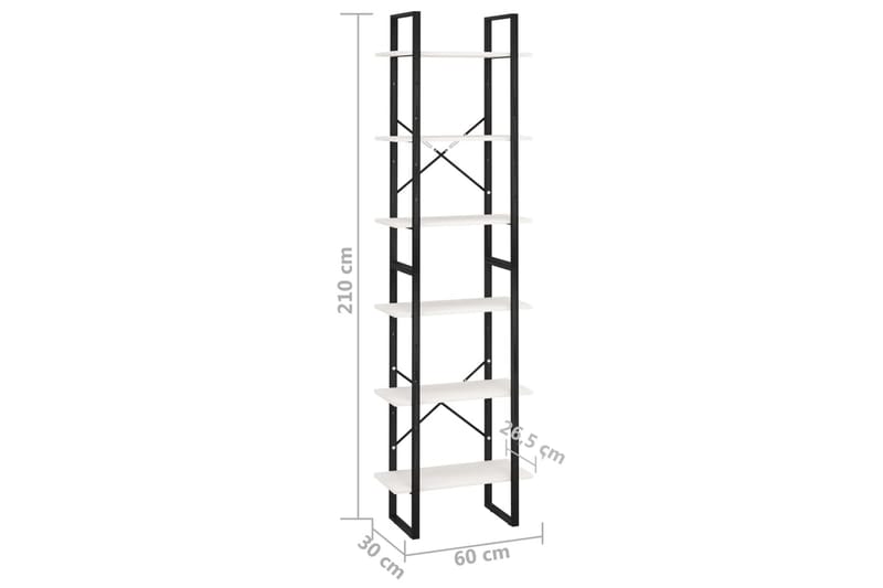 Oppbevaringshylle 60x30x210 cm heltre furu hvit - Hvit - Oppbevaring - Hyller - Bokhylle