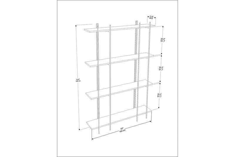 Painesville Bokhylle 160 cm - Svart/Green - Oppbevaring - Hyller - Bokhylle