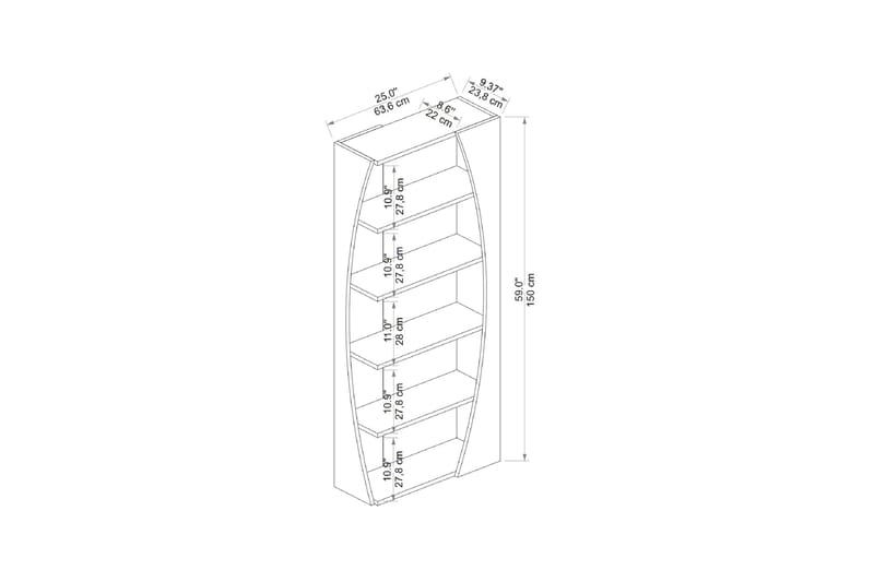 Selge Bokhylle 63,6 cm - Brun/Hvit - Oppbevaring - Hyller - Bokhylle