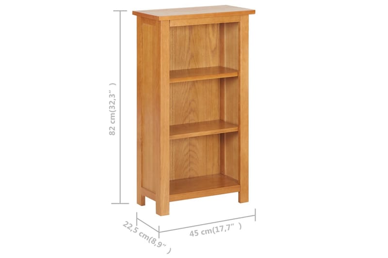 Smal bokhylle 45x22,5x82 cm heltre eik & MDF - Oppbevaring - Hyller - Bokhylle