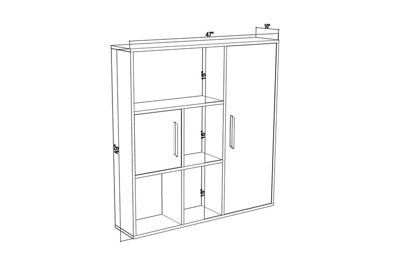 Wixoe Bokhylle 120x25 cm - Hvit/Antrasitt - Oppbevaring - Hyller - Bokhylle