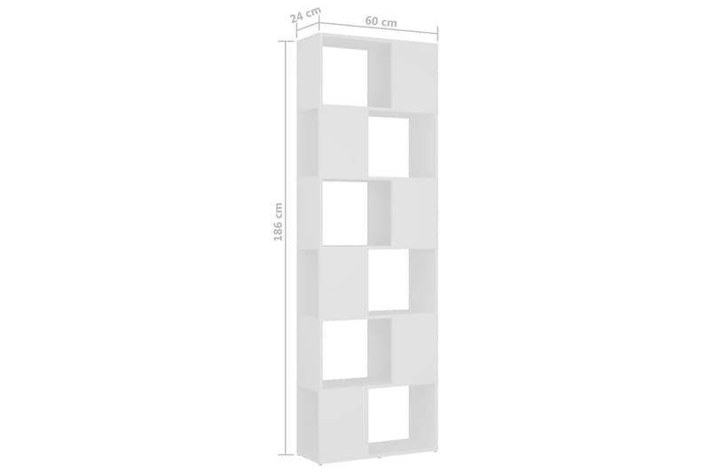 Bokhylle/romdeler hvit 60x24x186 cm - Hvit - Oppbevaring - Hyller - Bokhylle