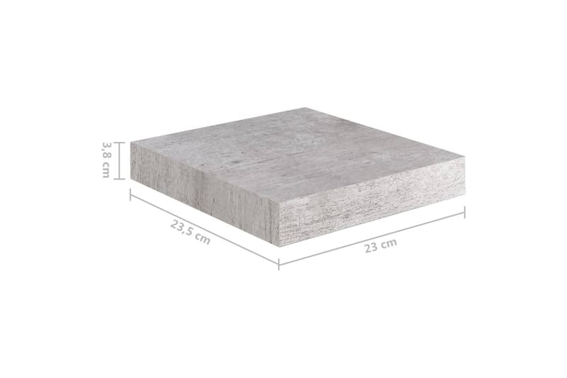 Flytende vegghyller 2 stk betonggrå 23x23,5x3,8 cm MDF - Grå - Oppbevaring - Hyller - Vegghylle