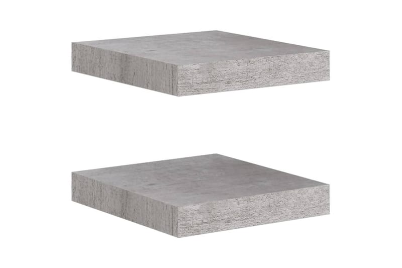 Flytende vegghyller 2 stk betonggrå 23x23,5x3,8 cm MDF - Grå - Oppbevaring - Hyller - Vegghylle