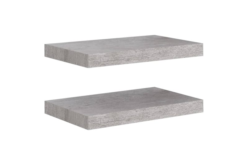 Flytende vegghyller 2 stk betonggrå 40x23x3,8 cm MDF - Grå - Oppbevaring - Hyller - Vegghylle