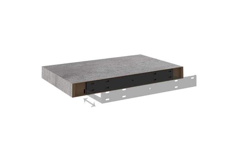 Flytende vegghyller 2 stk betonggrå 40x23x3,8 cm MDF - Grå - Oppbevaring - Hyller - Vegghylle