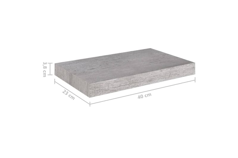 Flytende vegghyller 2 stk betonggrå 40x23x3,8 cm MDF - Grå - Oppbevaring - Hyller - Vegghylle