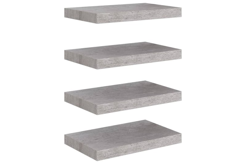 Flytende vegghyller 4 stk betonggrå 40x23x3,8 cm MDF - Grå - Oppbevaring - Hyller - Vegghylle