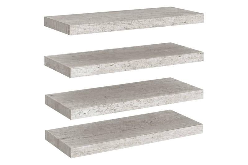 Flytende vegghyller 4 stk betonggrå 60x23,5x3,8 cm MDF - Grå - Oppbevaring - Hyller - Vegghylle