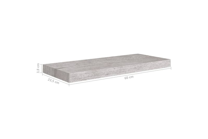 Flytende vegghyller 4 stk betonggrå 60x23,5x3,8 cm MDF - Grå - Oppbevaring - Hyller - Vegghylle