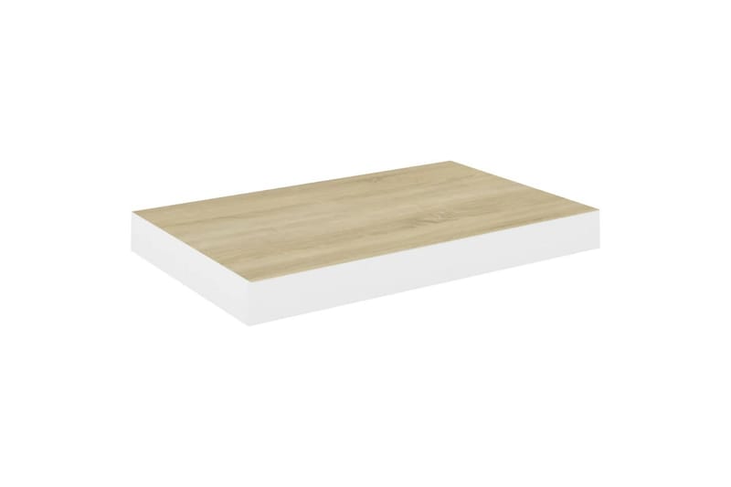 Flytende vegghyller 4 stk eik og hvit 40x23,5x3,8 cm MDF - Hvit - Oppbevaring - Hyller - Vegghylle