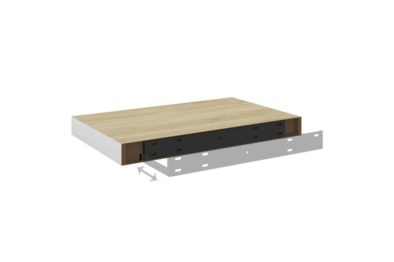 Flytende vegghyller 4 stk eik og hvit 40x23,5x3,8 cm MDF - Hvit - Oppbevaring - Hyller - Vegghylle