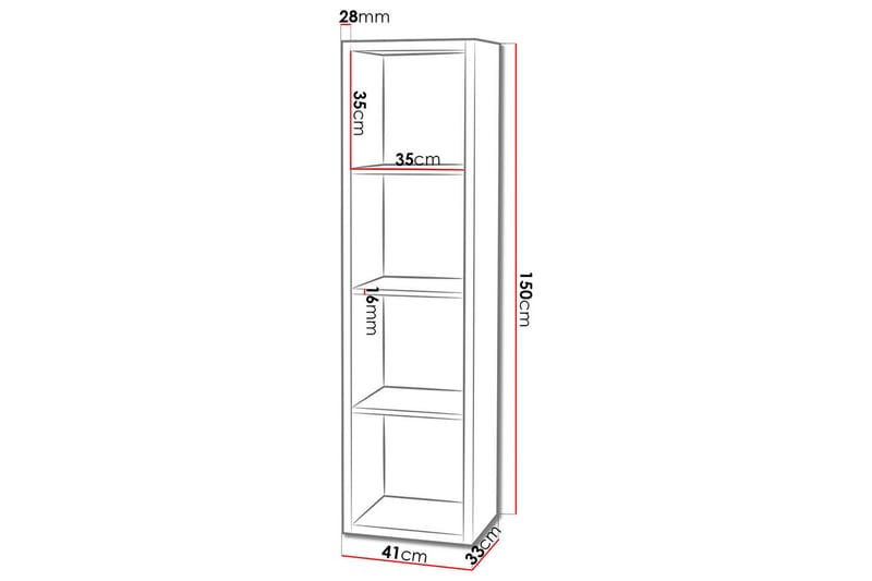 Franzine Bokhylle 41 cm - Hvit - Oppbevaring - Hyller - Bokhylle