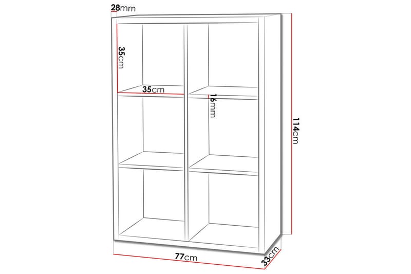 Franzine Bokhylle 77 cm - Hvit - Oppbevaring - Hyller - Bokhylle