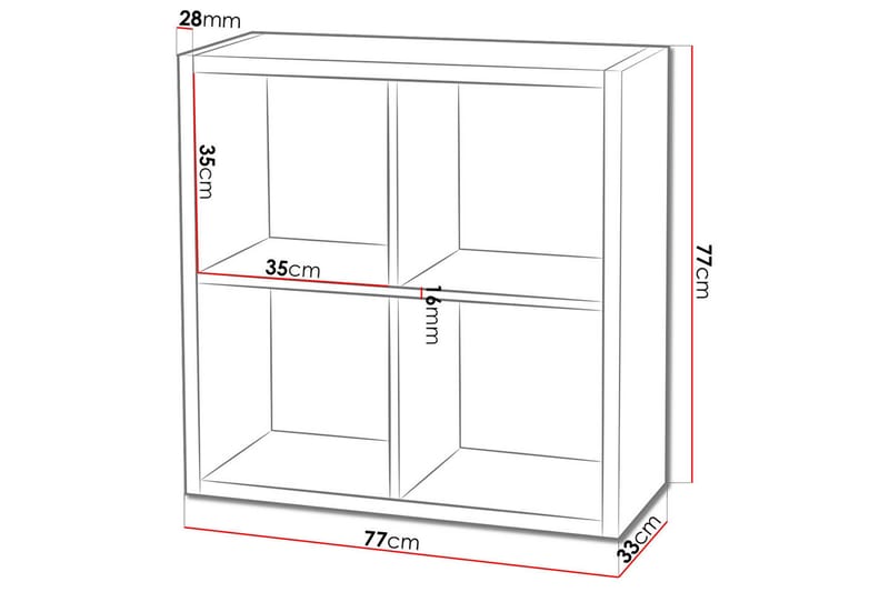 Franzine Bokhylle 77 cm - Hvit - Oppbevaring - Hyller - Bokhylle