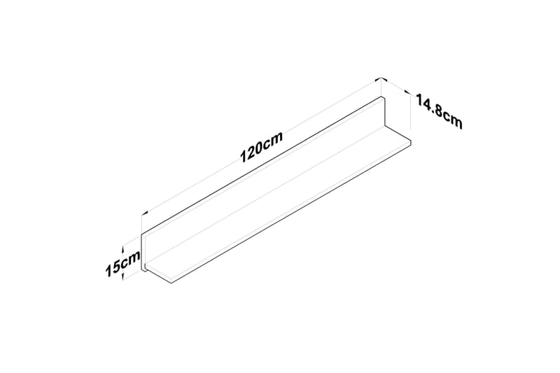 Friederich Vegghylle 120 cm - Valnøtt/Antrasitt - Oppbevaring - Hyller - Vegghylle