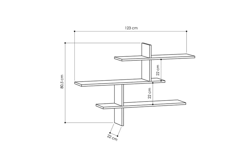 Glenure Vegghylle 123 cm - Eik - Oppbevaring - Hyller - Vegghylle