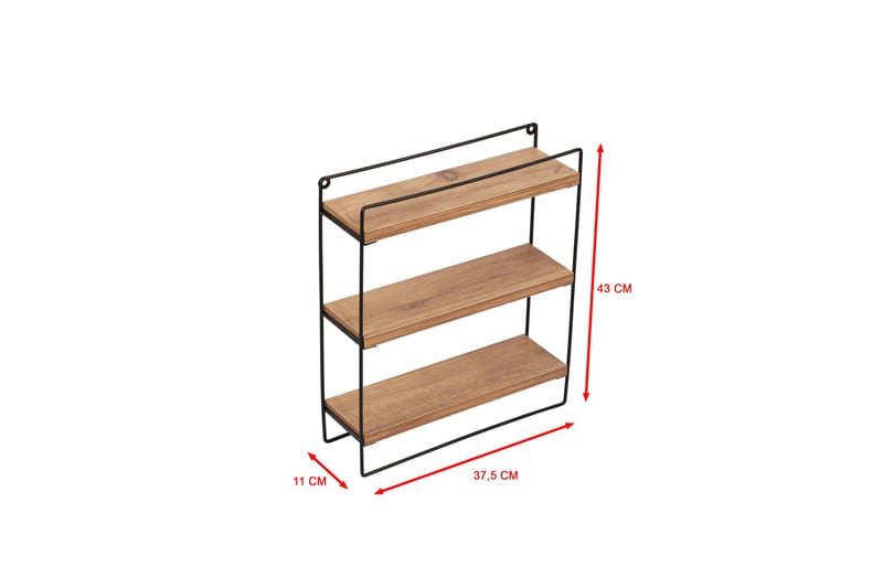 Hajar Vegghylle 37 cm - Eik/Svart - Oppbevaring - Hyller - Vegghylle