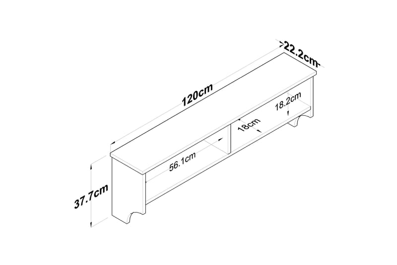 Caraway Hatt-hylle 120x22,2 cm Hvit/Brun - Hanah Home - Oppbevaring - Hyller - Hattehylle