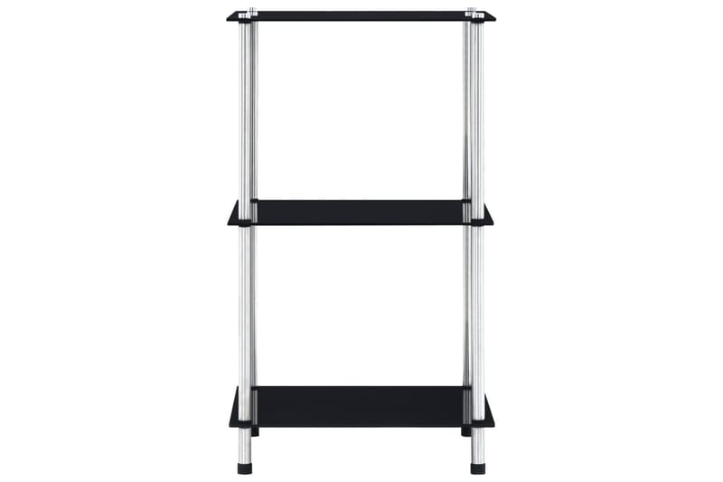 Hylle 3 etasjer svart 40x40x67 cm herdet glass - Oppbevaring - Hyller