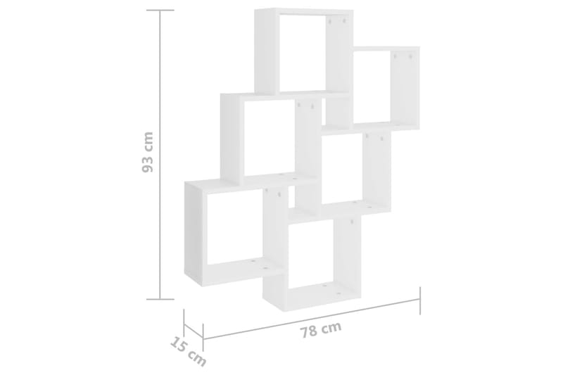 Kubeformet vegghylle hvit 78x15x93 cm sponplate - Hvit - Oppbevaring - Hyller - Vegghylle