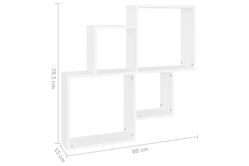 Kubeformet vegghylle hvit 80x15x78,5 cm sponplate - Hvit - Oppbevaring - Hyller - Vegghylle