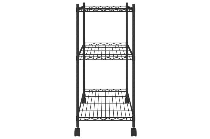 Oppbevaringshylle 3 etasjer med hjul 60x35x81 cm 150 kg - Svart - Oppbevaring - Hyller - Vegghylle