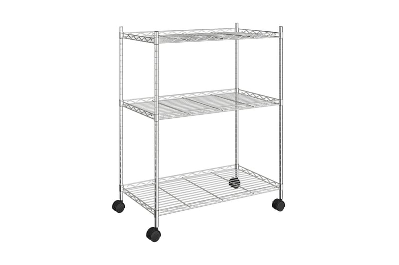 Oppbevaringshylle 3 etasjer med hjul 60x35x81 cm krom 150 kg - Silver - Oppbevaring - Hyller - Hyllesystem