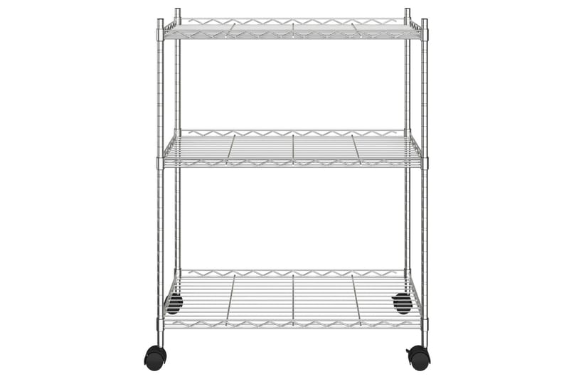 Oppbevaringshylle 3 etasjer med hjul 60x35x81 cm krom 150 kg - Silver - Oppbevaring - Hyller - Hyllesystem