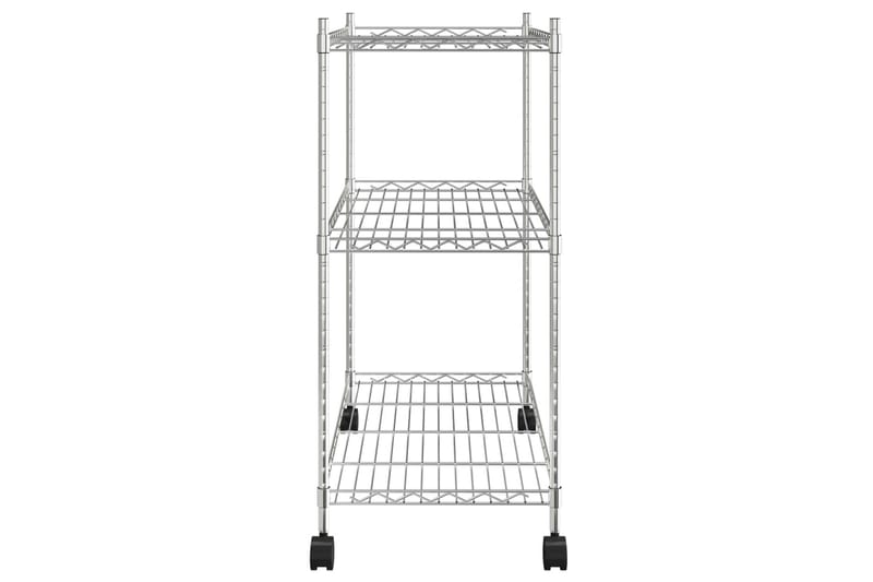 Oppbevaringshylle 3 etasjer med hjul 60x35x81 cm krom 150 kg - Silver - Oppbevaring - Hyller - Hyllesystem