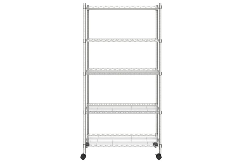 Oppbevaringshylle 5 etasjer med hjul 75x35x155cm krom 250 kg - Silver - Oppbevaring - Hyller - Vegghylle