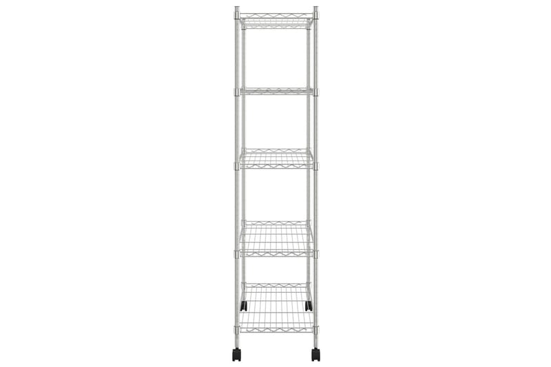 Oppbevaringshylle 5 etasjer med hjul 75x35x155cm krom 250 kg - Silver - Oppbevaring - Hyller - Vegghylle