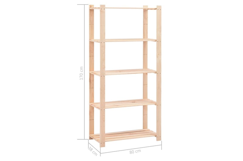 Oppbevaringshylle 5 etasjer 80x38x170 cm heltre furu 250 kg - Beige - Oppbevaring - Hyller - Oppbevaringshylle - Lagerhylle