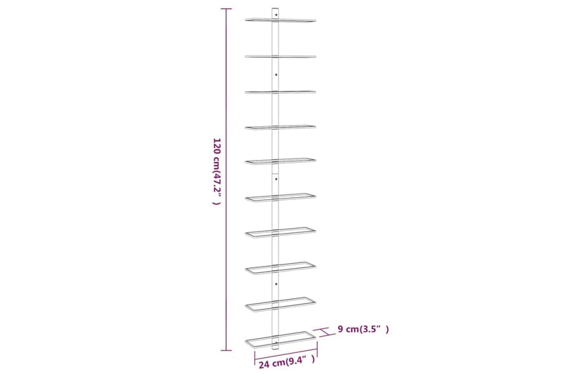 Veggmontert vinstativ for 10 flasker 2 stk hvit metall - Hvit - Oppbevaring - Hyller - Oppbevaringshylle - Vinstativ & vinhylle