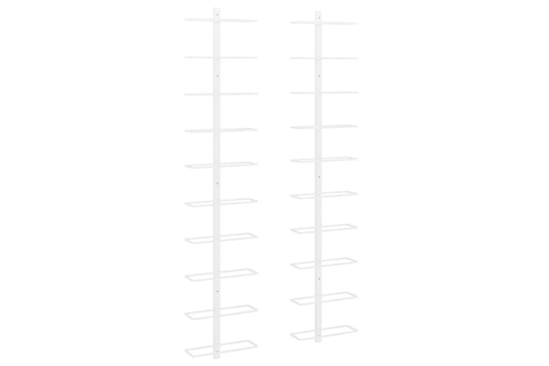 Veggmontert vinstativ for 10 flasker 2 stk hvit metall - Hvit - Oppbevaring - Hyller - Oppbevaringshylle - Vinstativ & vinhylle