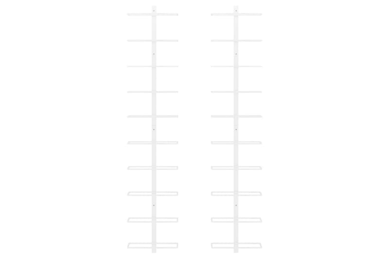 Veggmontert vinstativ for 10 flasker 2 stk hvit metall - Hvit - Oppbevaring - Hyller - Oppbevaringshylle - Vinstativ & vinhylle